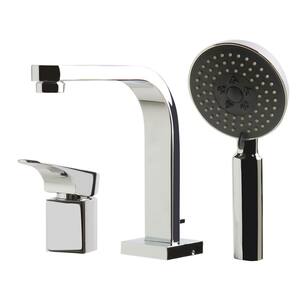 Single-Handle Tub Deck Mount Tub Faucet with Sleek Modern Design in Polished Chrome
