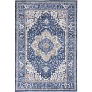 Fulton Navy/Ivory 8 ft. x 10 ft. Medallion Traditional Area Rug