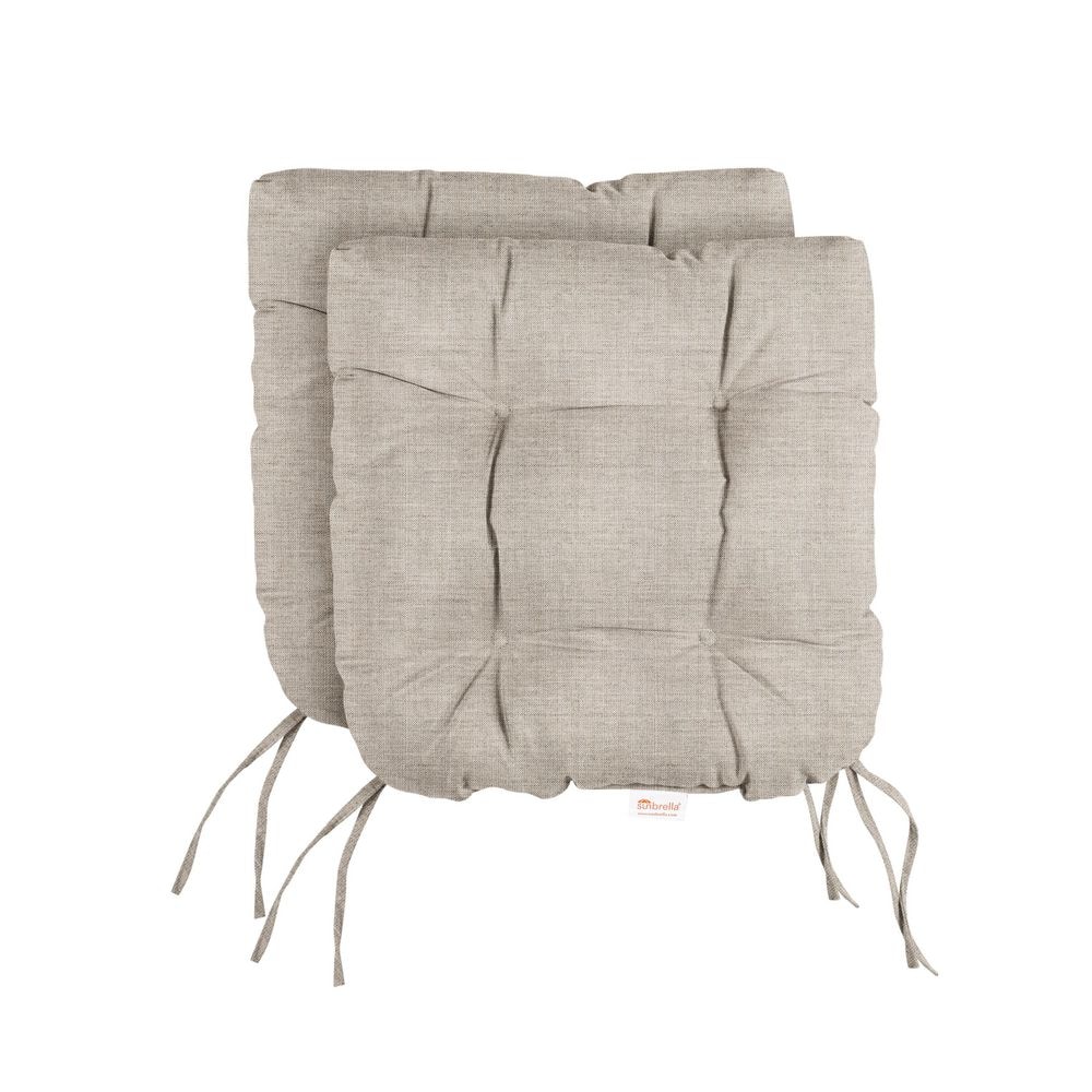 Sunbrella Cast Silver Tufted Chair Cushion Round U-Shaped Back 19 x 19 x 3 