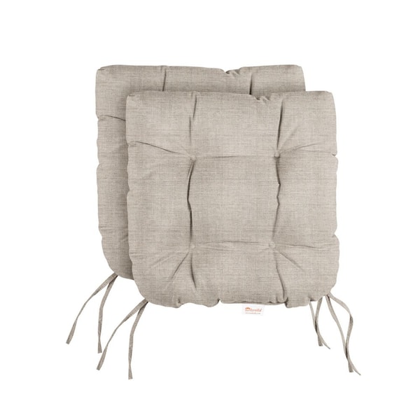 SORRA HOME Sunbrella Cast Silver Tufted Chair Cushion Round U-Shaped Back 19 x 19 x 3 (Set of 2)