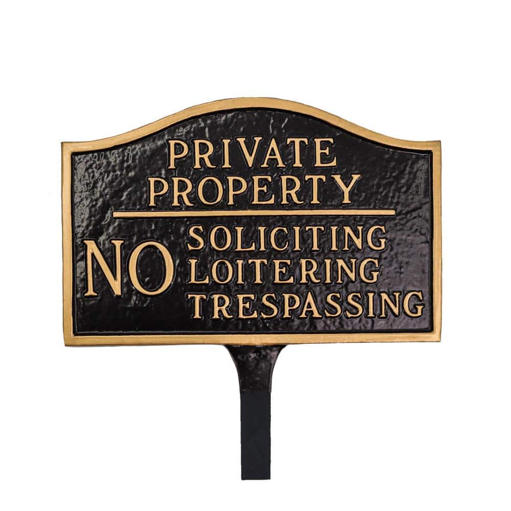 Private Property, No Soliciting, No Loitering Small Statement Plaque with Lawn Stake - Black/Gold price history on PriceWatchPro