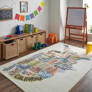 States Map Multi 8 ft. x 10 ft. Themed Area Rug