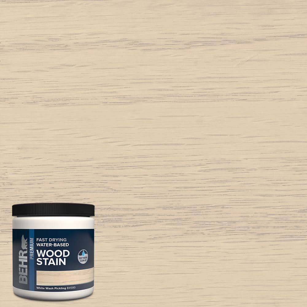 BEHR 8 oz. TIS-580 White Wash Pickling Transparent Water-Based Fast Drying Interior Wood Stain B458016 - The Home Depot