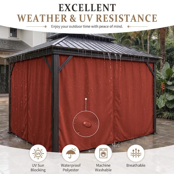 Kimunuk 10 ft. x 10 ft. Universal Outdoor Privacy Curtains, Gazebo