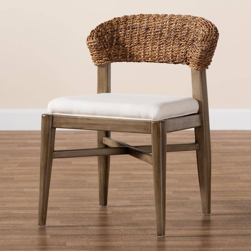 Chloe Bohemian Mahogany and Natural Rattan Dining Chair