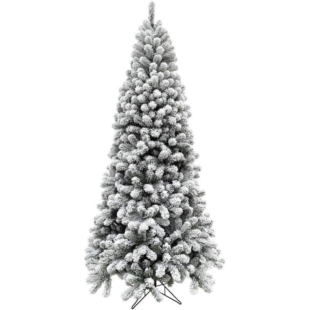 Fraser Hill Farm 12 ft. Flocked Alaskan Pine Artificial Christmas Tree