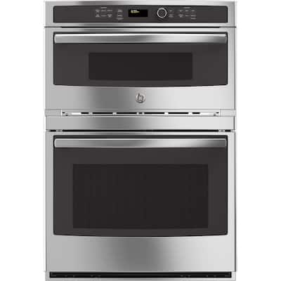 30 in. Double Electric Wall Oven with Built-In Microwave in Stainless Steel