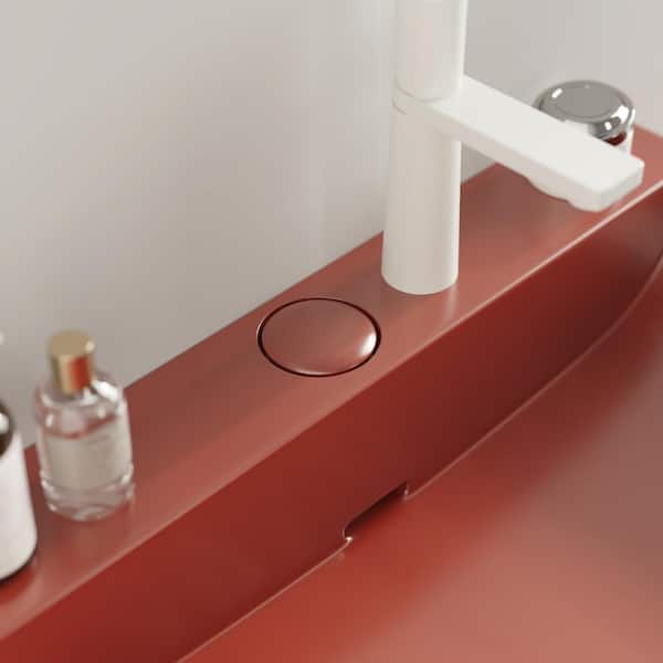 24 in. Freestanding White Bath Vanity with Red Ceramic Top and Red Ceramic Basin