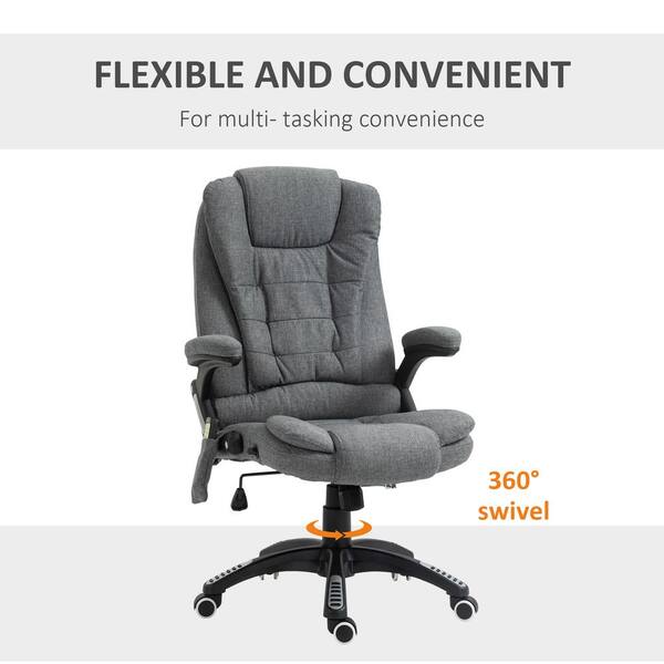 Ergonomic Massage Office Chair with 2-Point Vibration, Faux