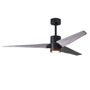 Super Janet 60 in. LED Indoor/Outdoor Damp Matte Black Ceiling Fan with Light with Remote Control and Wall Control