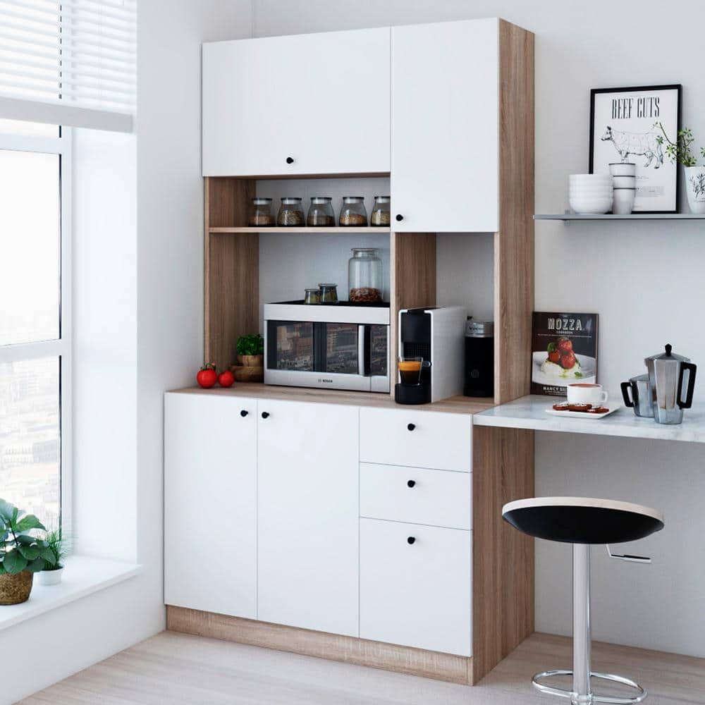  EMYJAY Kitchen Organizer Shelf, Kitchen Microwave Cabinet  Coffee Bar Cabinet Kitchen Pantry Storage Cabinet for Kitchen Living Room  Hallway LYWY (Color : Brown, Size : 70x32x106cm) : Home & Kitchen