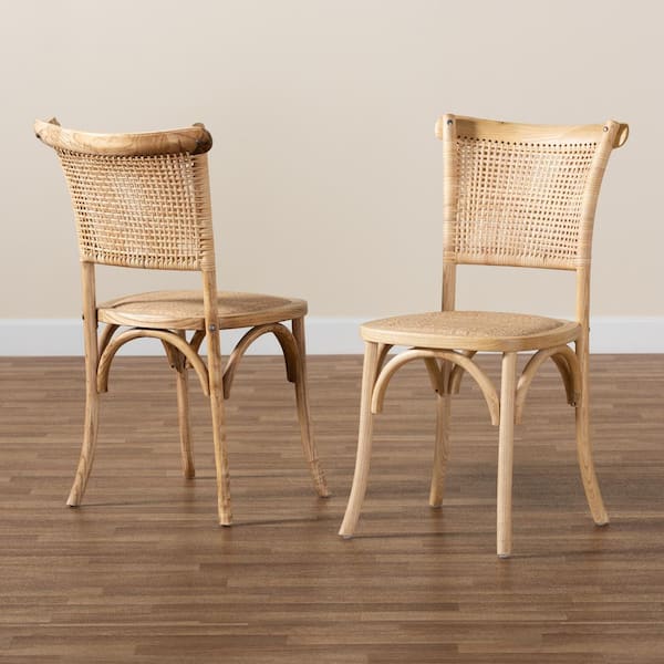 Baxton Studio Fields Beige and Natural Dining Chair Set of 2 195