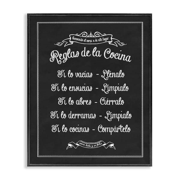 Stupell Industries Kitchen Rules by Lettered and Lined Black Framed Food Giclee Art Print 30 in. x 24 in.