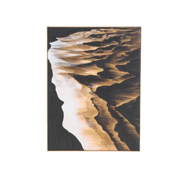 Litton Lane 1-Panel Abstract Ombre Textured Framed Wall Art with Brown and Cream Accents 47 in. x 36 in.