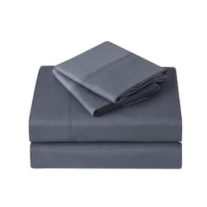 Microfiber 4-Piece Dark Grey Solid Full Sheet Set