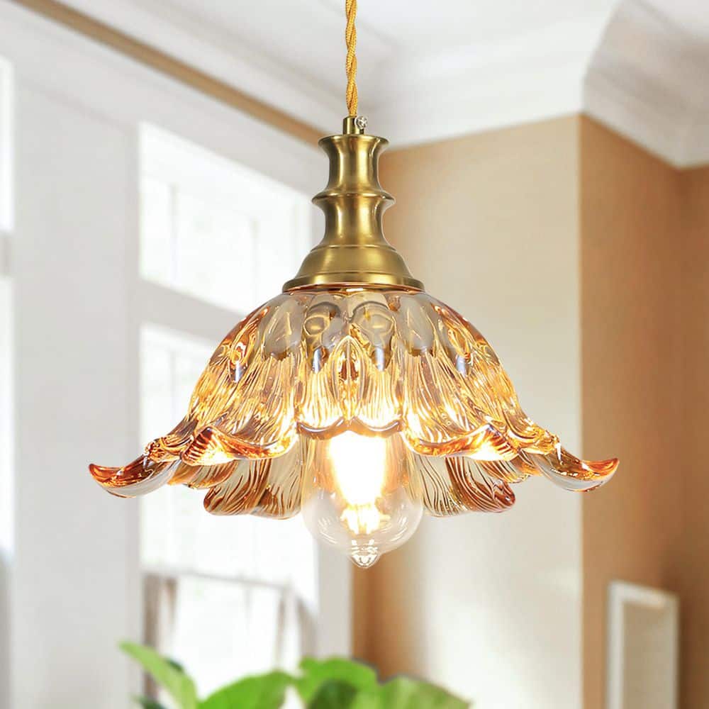 REVERIE225×11 Merbotin RayHome 60W 11in. 1-Light Vintage Amber Pendant Light w
