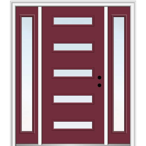 MMI Door 64.5 in. x 81.75 in. Davina Left-Hand Inswing 5-Lite Clear Low-E Painted Fiberglass Prehung Front Door with Sidelites