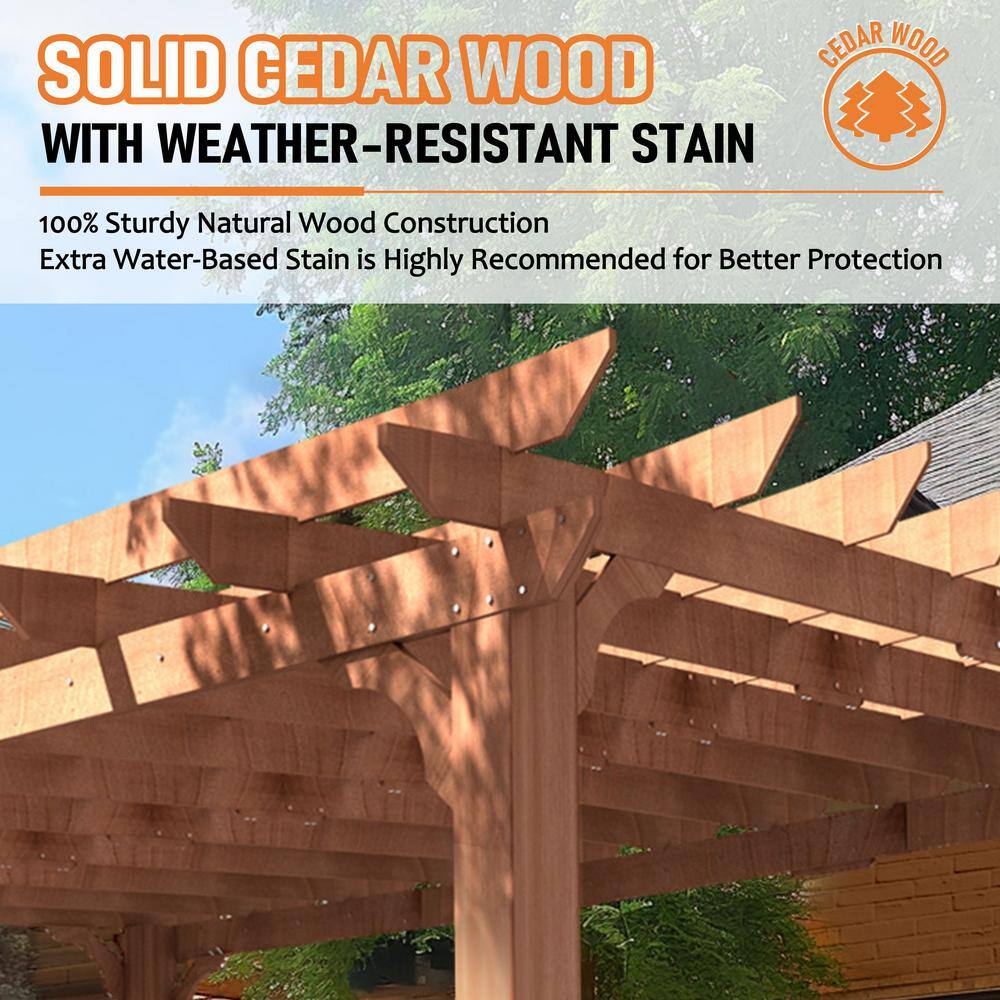 16 ft. x 12 ft. Brown Cedar Wood Outdoor Pergola