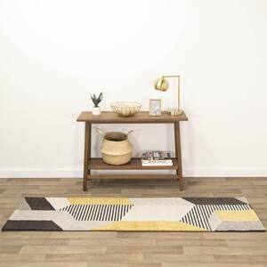 Evelina Gold 2 ft. x 7 ft. Abstract Runner Rug