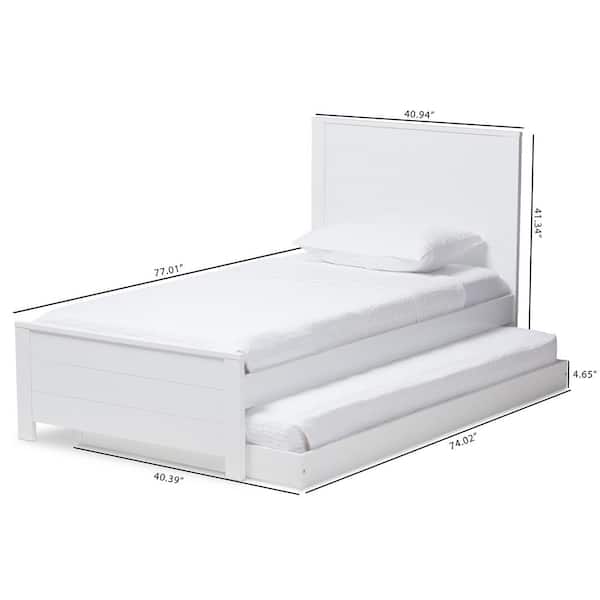 Baxton Studio Catalina White Twin Platform Bed with Trundle 143