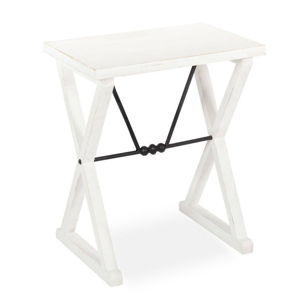 Travere 22 in. White Rectangle Wood End Table price history on PriceWatchPro