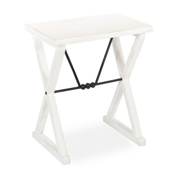 Kate and Laurel Travere 22 in. White Rectangle Wood End Table