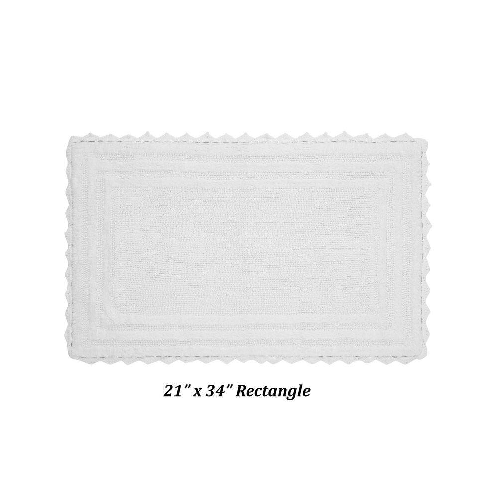 Lilly White Cotton Crochet Tufted Reversible Bath Rug 21" x 34"