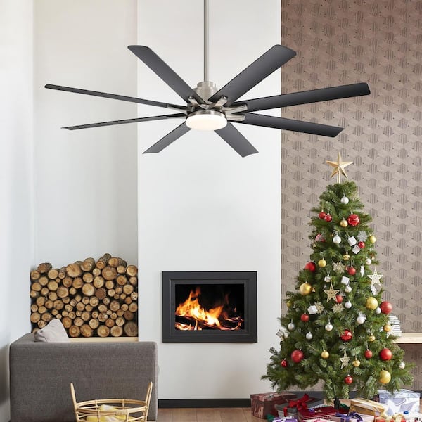 66 in. Indoor/Outdoor Nickel Smart Ceiling Fan with LED Light and Remote App Control