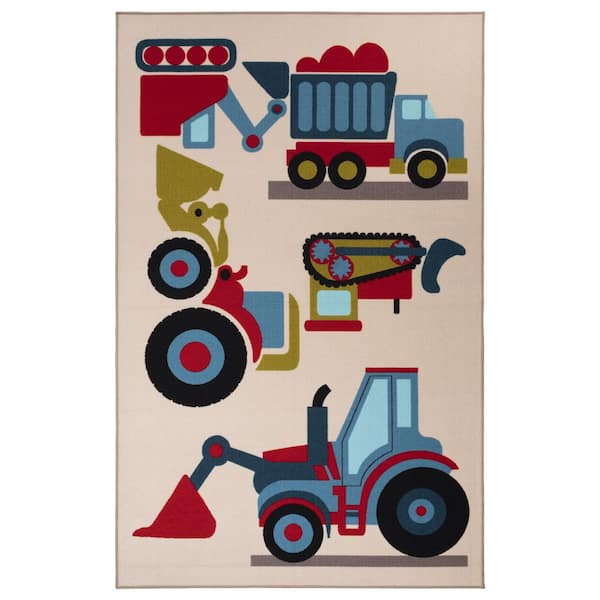 Kids Country Trucking Multi-Color 4 ft. x 6 ft. Non-Slip Area Rug