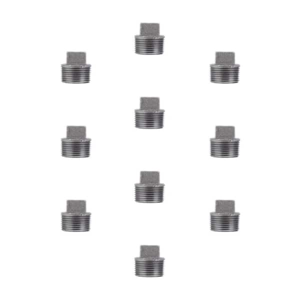 PIPE DECOR 3/8 in. Black Malleable Iron Plug Fitting (10-Pack)