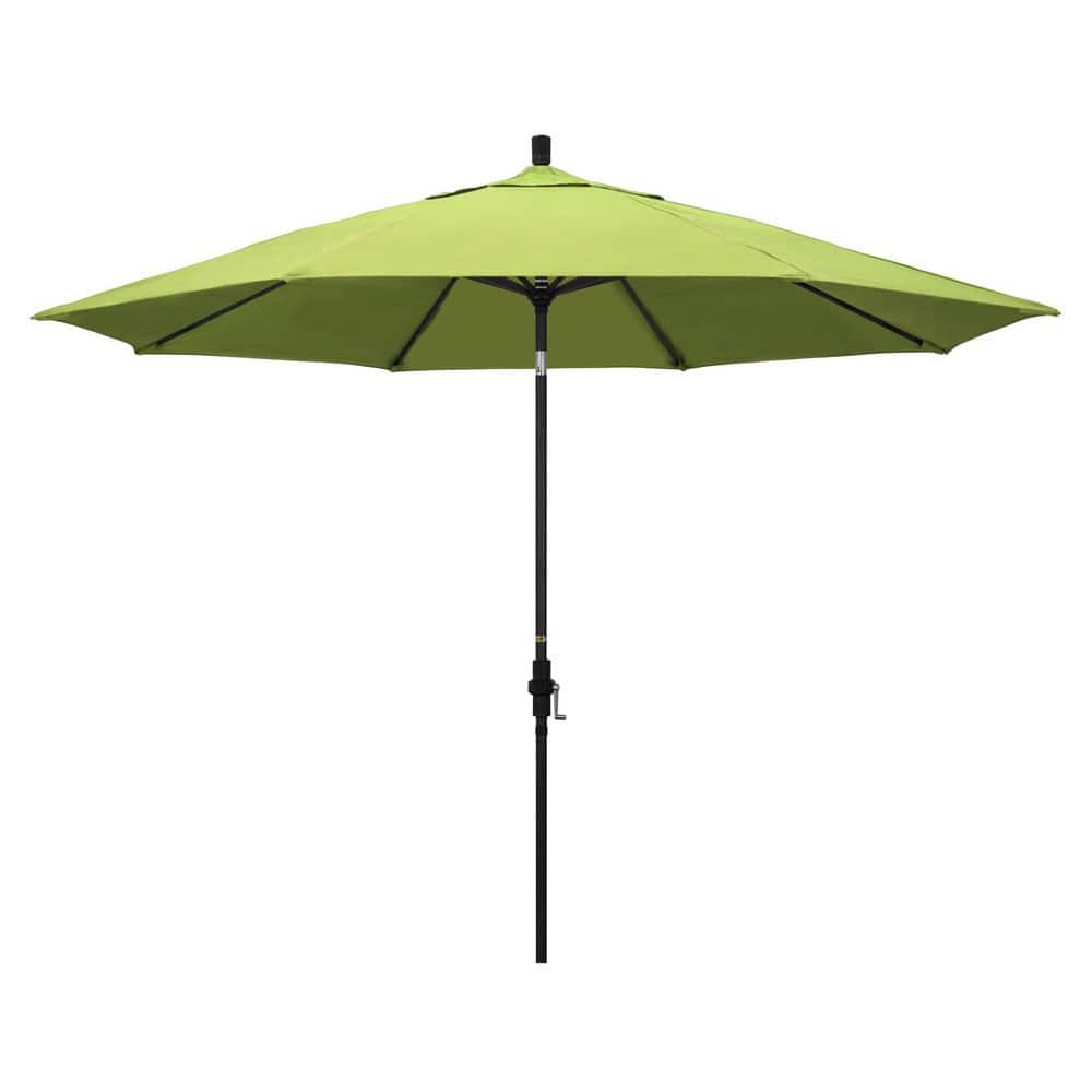 11 ft. Black Aluminum Market Patio Umbrella with Aluminum Ribs Collar Tilt Crank Lift in Parrot Sunbrella price history on PriceWatchPro