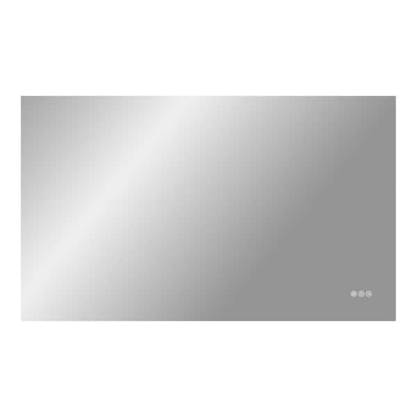 60 in. W x 36 in. H Rectangular Frameless LED with 3-Color and Anti-Fog Tempered Glass Wall Bathroom Vanity Mirror