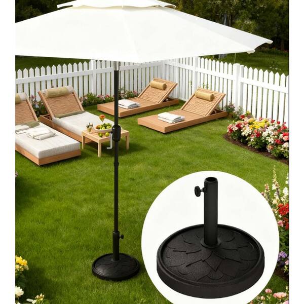 26 lbs. outdoor patio umbrella base in black 26 lbs. Outdoor Weighted Concrete Patio Umbrella Base in Black QXY-006