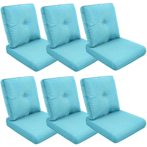 Gymojoy 22 in. x 25 in. 12-Piece Deep Seating Outdoor Lounge Chair Replacement Cushion and Back Pillow in Turquoise