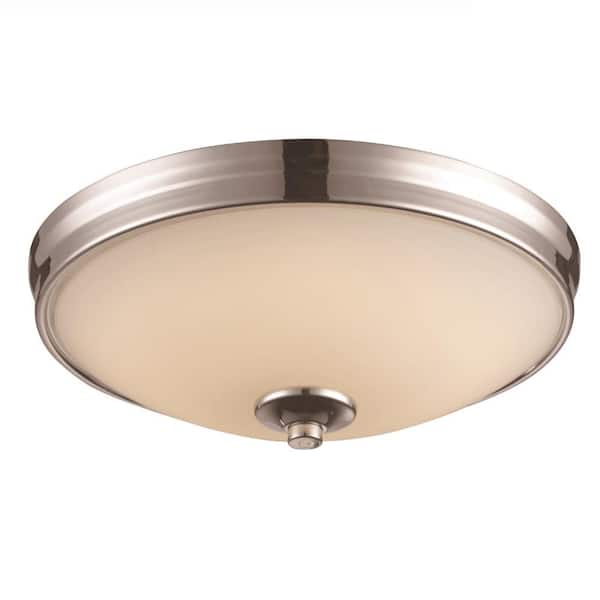 Bel Air Lighting 11 in. Polished Chrome Integrated LED Flush Mount Ceiling Light Fixture with Frosted Glass Shade
