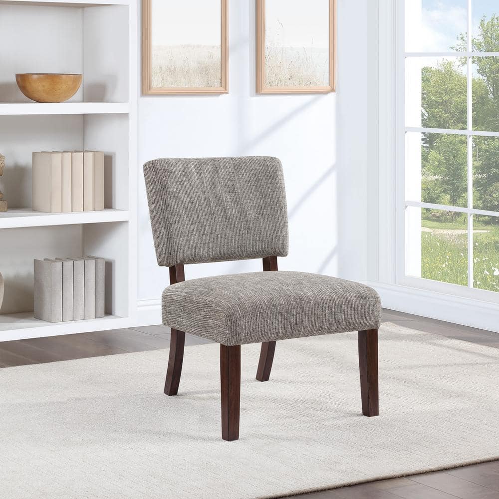 Jasmine Speckled Charcoal Upholstered Side Chair with Wood Legs
