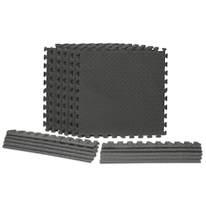 Dark Gray 24 in. x 24 in. x 0.47 in. Foam Interlocking Gym Floor Tiles (6 Tiles/Pack) (24 sq. ft.)