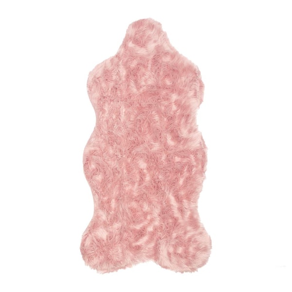 Jean Pierre Faux Fur Sheepskin Blush 22 in. x 60 in. Polyester Runner Rug