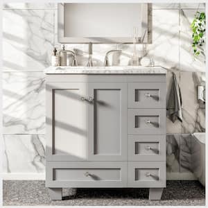 Acclaim 30 in. W x 22 in. D x 34 in. H Bath Vanity in Gray with White Carrara Marble Vanity Top with White Sink
