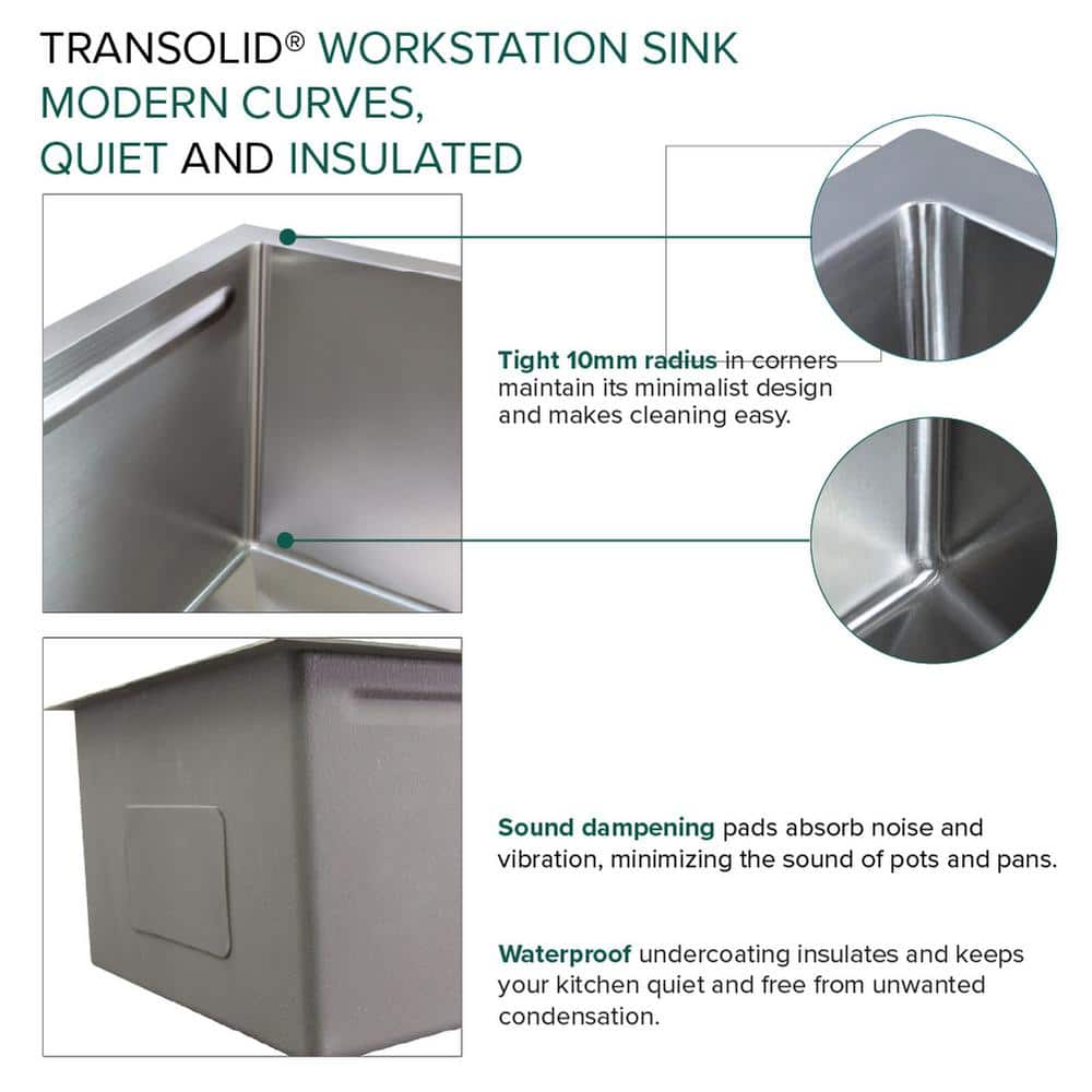 Transolid 30'' Stainless Steel Kitchen Workstation Sink with Accessories
