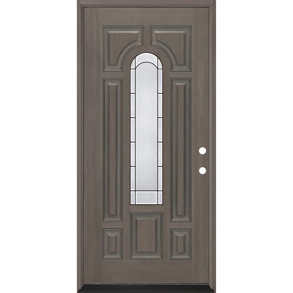Regency 36 in. x 80 in. Center Lite Empire Deco Glass LHIS Ashwood Fiberglass Prehung Front Door with 6-9/16 Jamb price history on PriceWatchPro