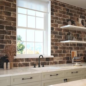 Reina Brick Brown 4 in. x 12 in. Gloss Subway Ceramic Wall Tile (10.98 sq. ft./Case)