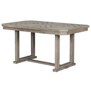 36 in. Gray Wood Top Trestle Dining Table (Seat of 6)