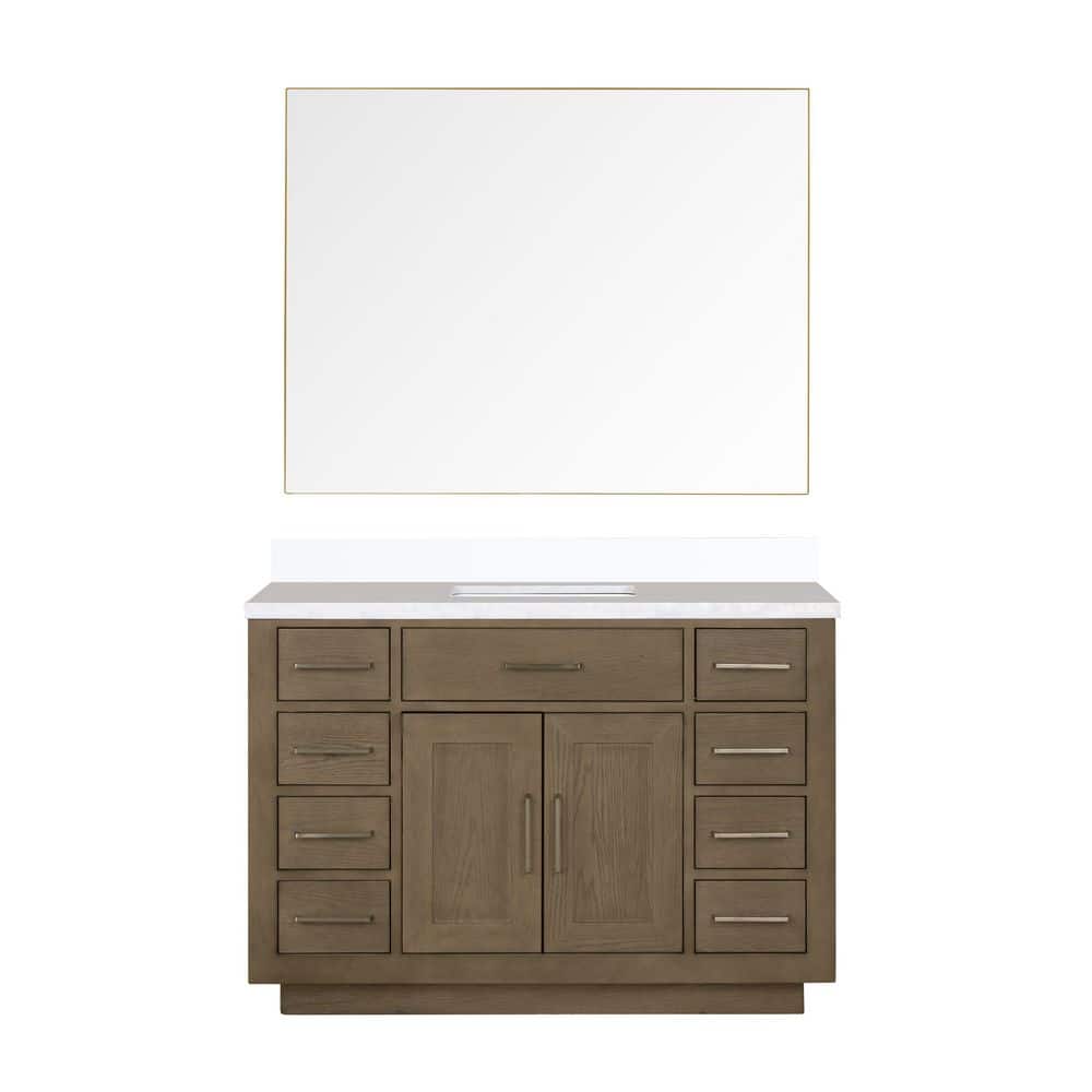 Condor 48 in. W x 22 in. D Grey Oak Single Bath Vanity with White Quartz Top, and 46 in. Mirror price history on PriceWatchPro