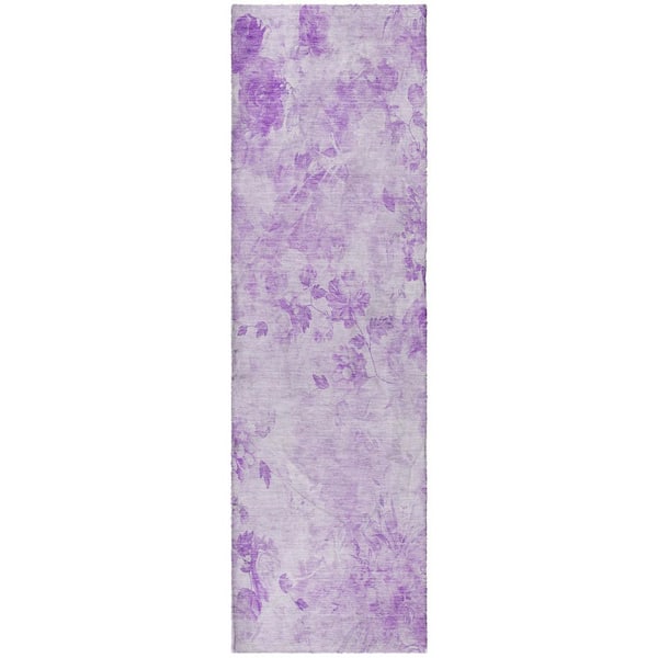 Dream Shag Premium Machine Washable Abstract ADS724 Lavender 2 ft. x 7 ft. Runner Rug