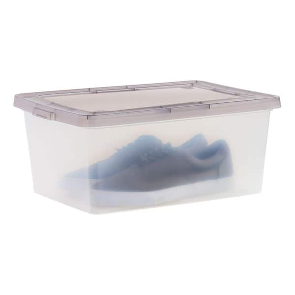 IRIS USA 12 Pack 17 Qt. Plastic Storage Container Bin with Latching Lid,  Clear 