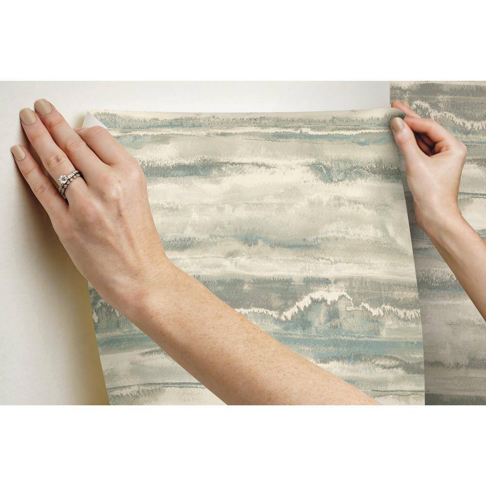 Blue and Taupe Abstract Peel and Stick Vinyl Wallpaper Roll