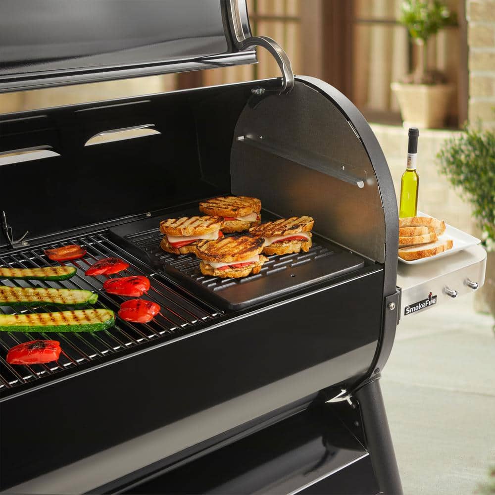 Large Black Porcelain-Enameled Cast Iron Grill Griddle