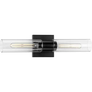 Clarion 2-Light Matte Black Clear Glass Modern Wall Light