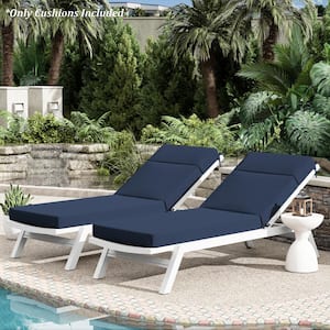 71 in. x 21 in. x 4 in. (2-Pack) Outdoor Water-Resistant Replacement Chaise Lounge Seat Cushion Navy Blue